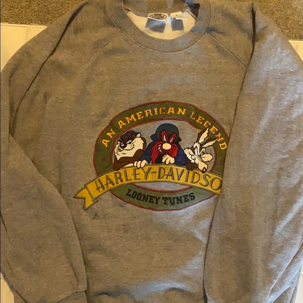 Vintage loony tunes Harley Davidson crewneck. Y2K